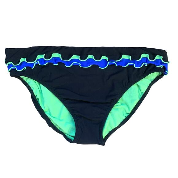 NWT Profile by Gottex Black Ruffle Edge Bikini Bottom Size 12 - Picture 1 of 4